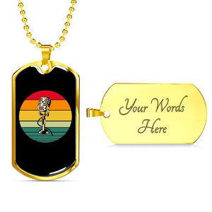 Musician Necklace Microphone Personalized Engraved Gold Dog Tag Necklace Custom